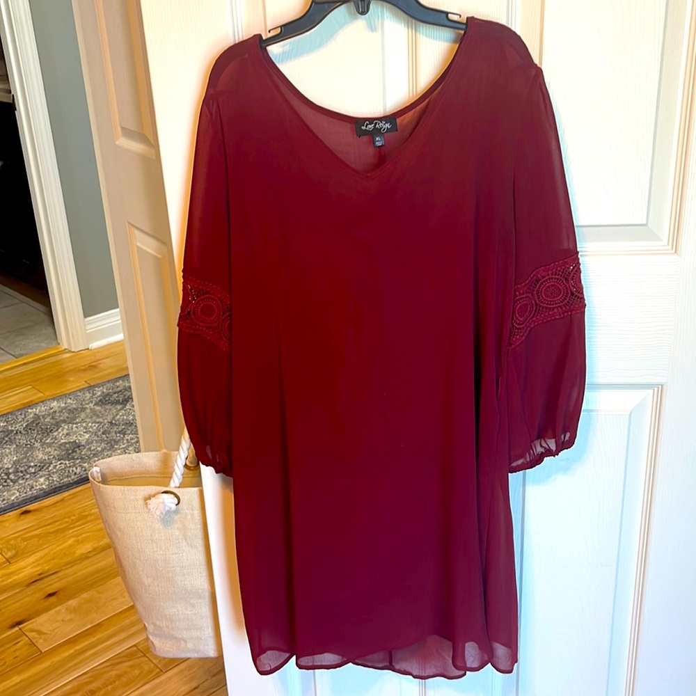 Sheer Long Sleeved Dress with Underlay- Size XL